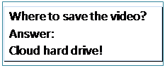 ��r���: Where to save the video?
Answer:
Cloud hard drive!
